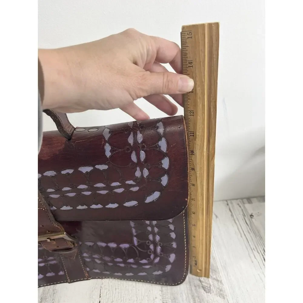 Vintage Hand Tooled Leather Briefcase Satchel